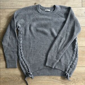 Dex Gray Knit Sweater with Side Ties